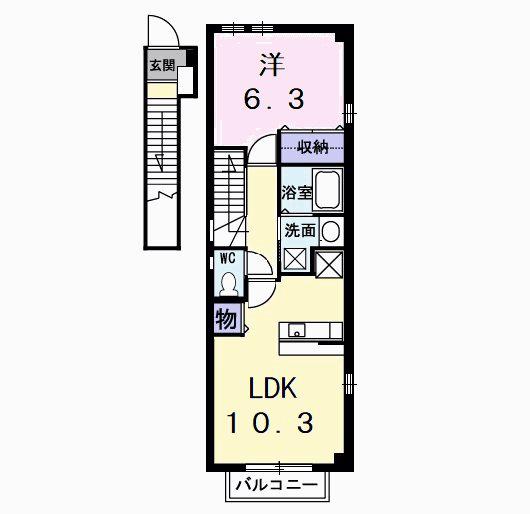 フリーデWAGO(1LDK/2階)の間取り写真