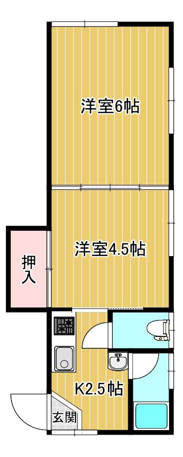 田上台コーポ(2K/1階)の間取り写真