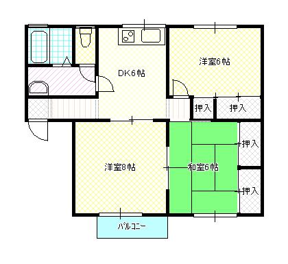 カーサバルナバA(3DK/2階)の間取り写真