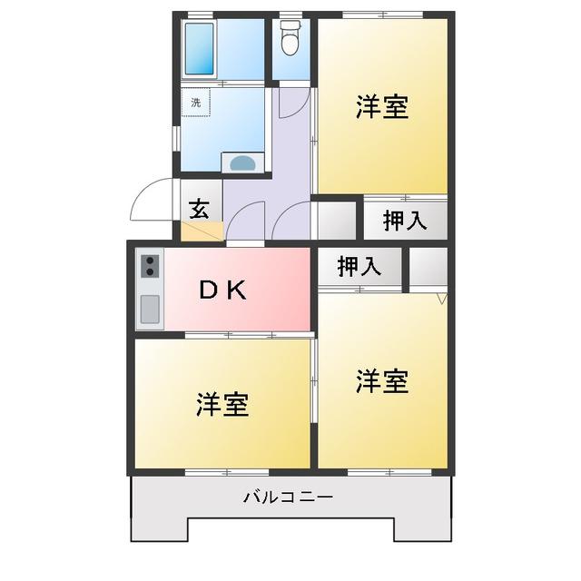 汲沢西団地(3DK/5階)の間取り写真