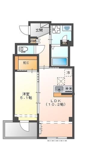 EARTH WELL(1LDK/1階)の間取り写真