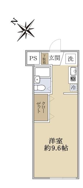 ヴィクトリアガーデン(ワンルーム/1階)の間取り写真