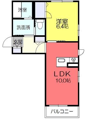 シャーメゾンヴューコーストD(1LDK/2階)の間取り写真