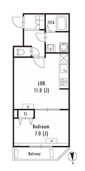 グランパセオ文京小日向(1LDK/3階)の間取り写真