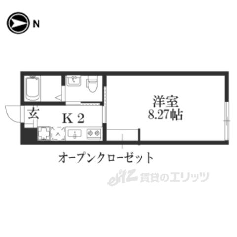サンクトスコート五条室町(1K/4階)の間取り写真
