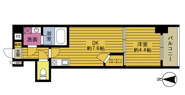 パークスクエア青山通(1DK/7階)の間取り写真