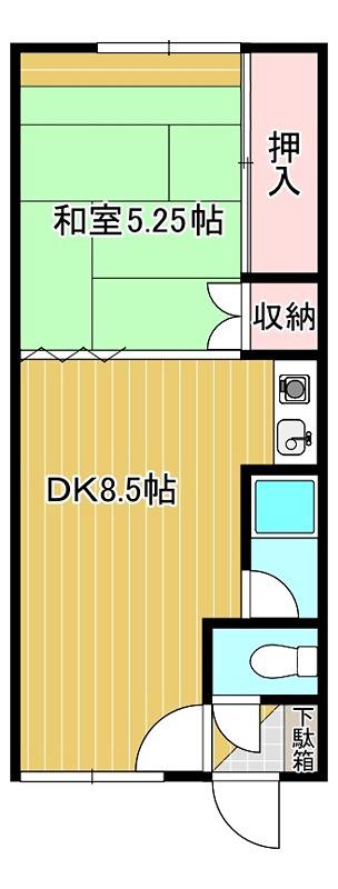 松尾マンション2号棟(1LDK/1階)の間取り写真