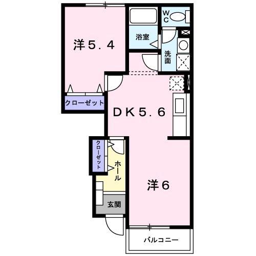 サンライトリブB(1LDK/1階)の間取り写真