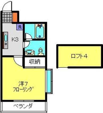 オレンジヒルズ日吉(1K/2階)の間取り写真