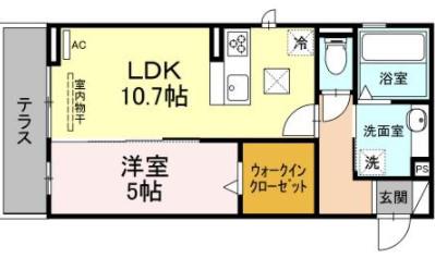 メゾン長栄(1LDK/1階)の間取り写真