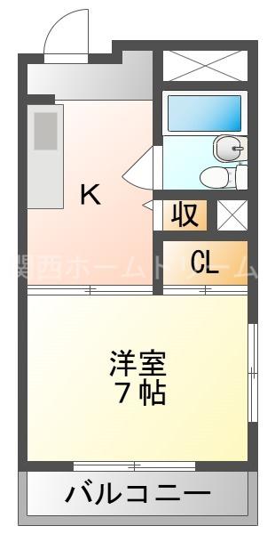 コーポラス野里(1K/6階)の間取り写真