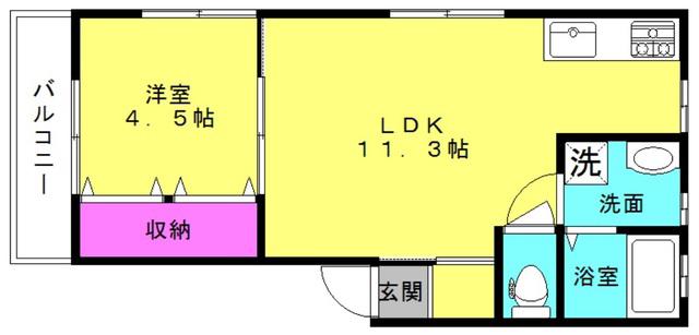 グランシャリオIV(1LDK/1階)の間取り写真