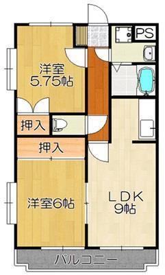 ニューライフビナイン(2LDK/2階)の間取り写真