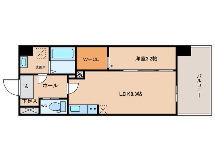 ARISTA箱崎(1LDK/2階)の間取り写真
