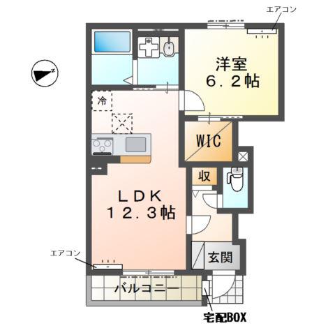 ロンドゥネージュ -ROND DE NEIGE -(1LDK/1階)の間取り写真