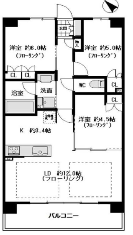 パークホームズLALA門真(3LDK/10階)の間取り写真