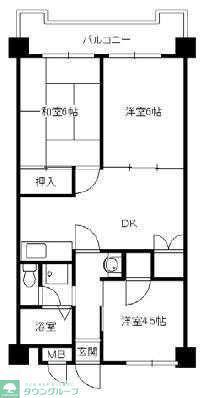 横溝第二マンション(3DK/1階)の間取り写真