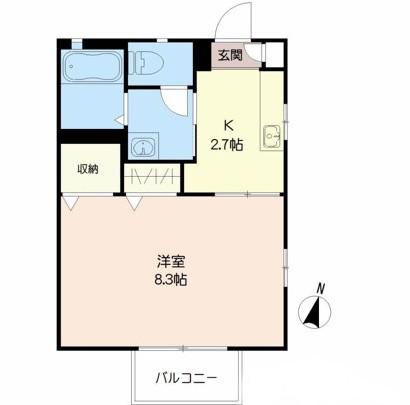ディアス新栄(1K/2階)の間取り写真
