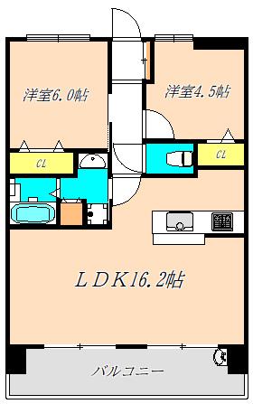 プレサンスロジェ森ノ宮(2LDK/4階)の間取り写真
