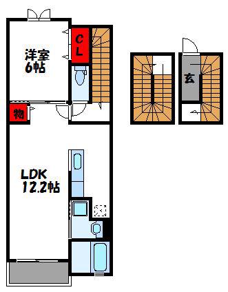 レジデンス大門II(1LDK/3階)の間取り写真