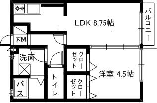 サーキディット(1LDK/1階)の間取り写真