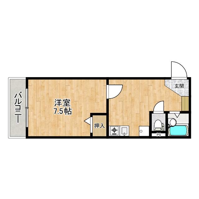 もみじハイツ(1DK/3階)の間取り写真