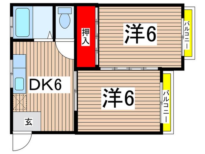 柴田コーポ(2DK/2階)の間取り写真