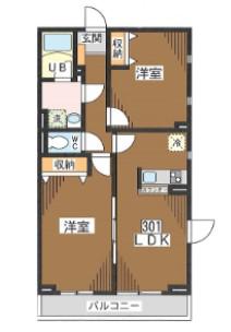 FLEX413(2LDK/3階)の間取り写真