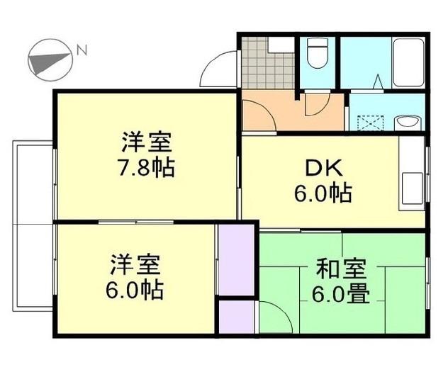 大島アパート(3DK/1階)の間取り写真