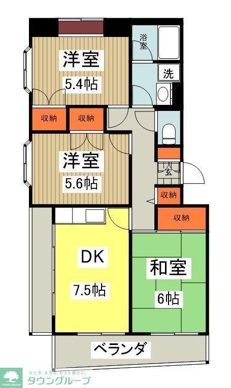 ベルハイネス(3DK/2階)の間取り写真