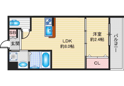 リアコート千里丘2ノース(1LDK/1階)の間取り写真
