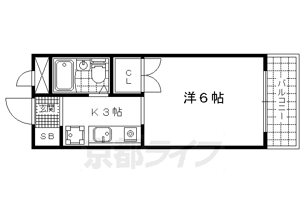 ぼなーる東野(1K/2階)の間取り写真