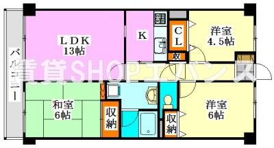 クレストヒル中野木(3LDK/2階)の間取り写真
