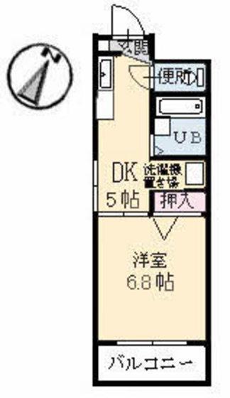 パークツインズB棟(1DK/3階)の間取り写真