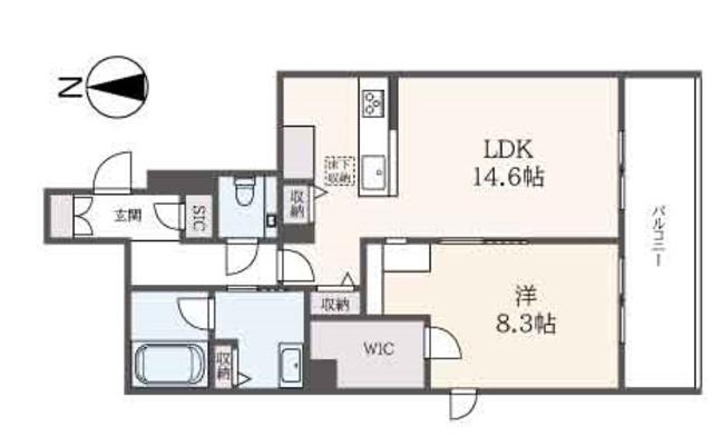 ブルーノ明大前(1LDK/1階)の間取り写真