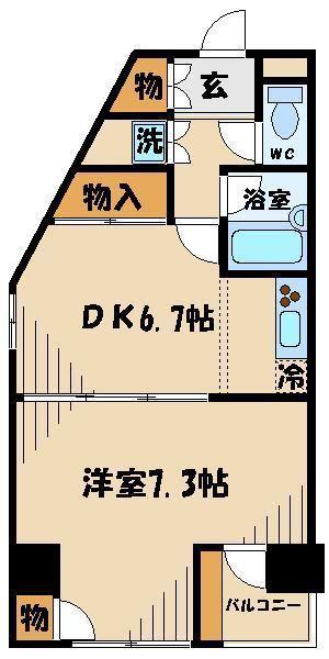 ステーションプラザ高幡不動(1DK/6階)の間取り写真