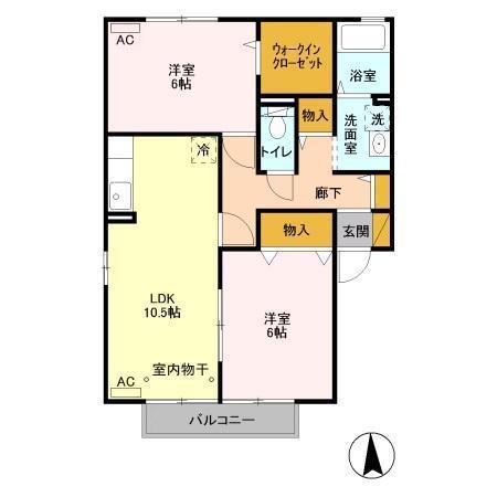 メゾン・フィエルテC(2LDK/2階)の間取り写真