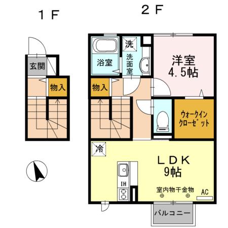  ディア コート II (1LDK/2階)の間取り写真