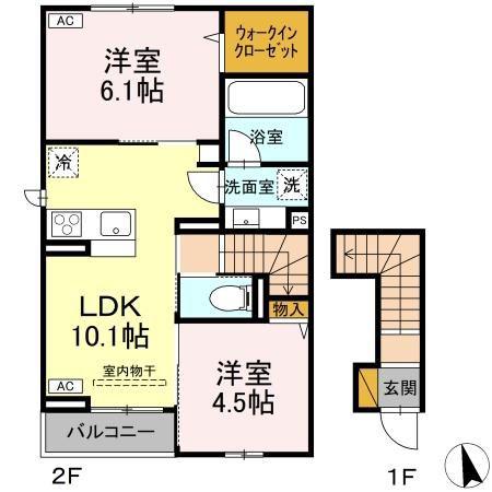 D-INVEST田宮(2LDK/2階)の間取り写真