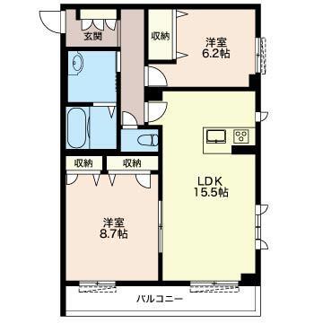 シャインホープ(2LDK/3階)の間取り写真