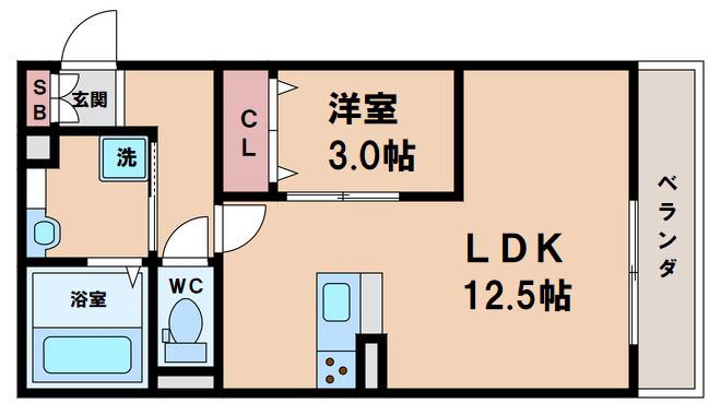 BRIRE(1LDK/3階)の間取り写真