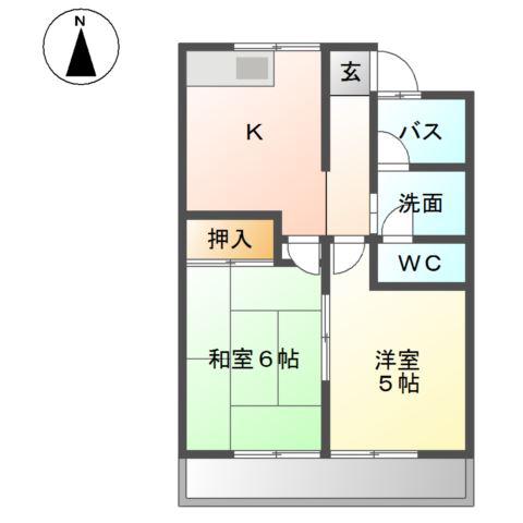 コーポ石川II(2K/1階)の間取り写真