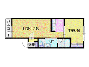 エバーグリーン(1LDK/2階)の間取り写真