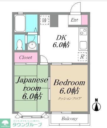 ベルストーン(2DK/1階)の間取り写真