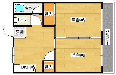 新原第1マンション(2DK/3階)の間取り写真