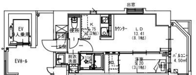 ネストピア博多駅前2(1LDK/3階)の間取り写真