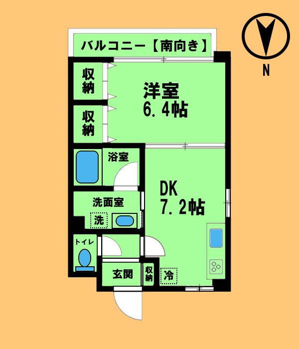 プレステージ金城(1DK/1階)の間取り写真