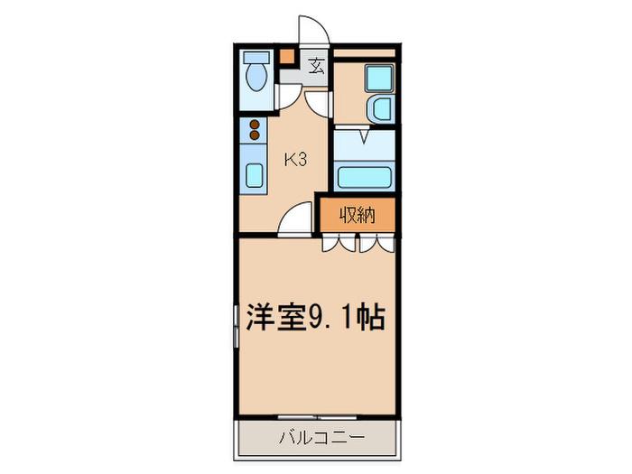 グローリエ・M(1K/3階)の間取り写真