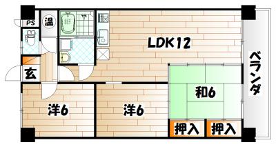 ミリオンコーポラス白菊(4DK/7階)の間取り写真