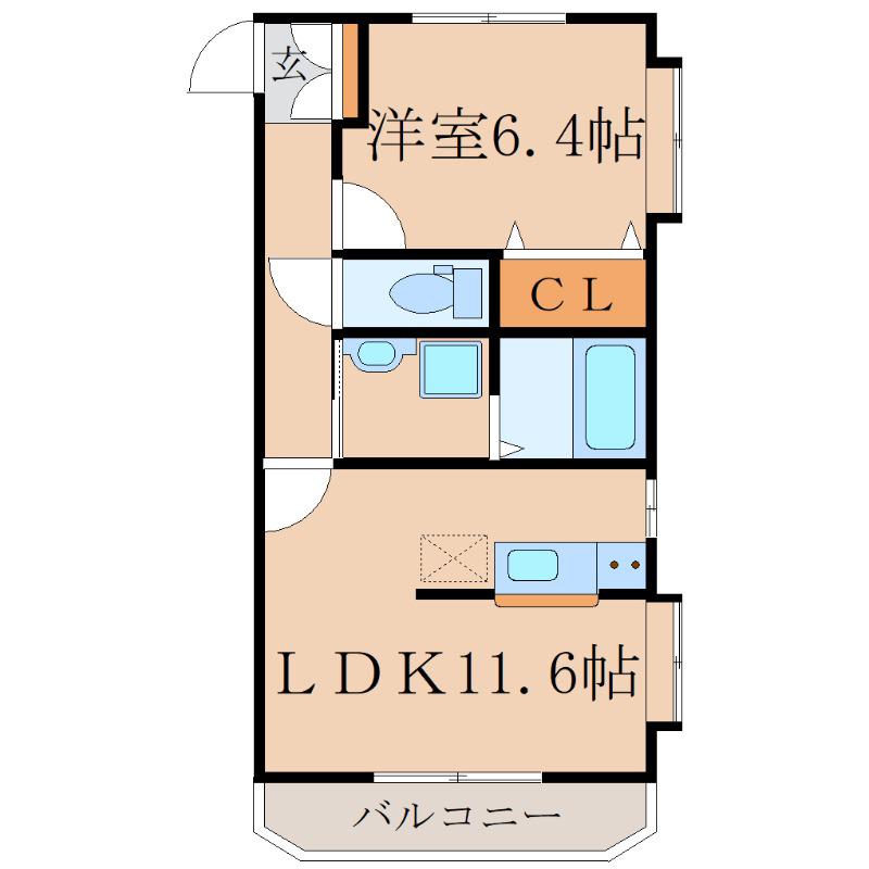 ロワールタウン串良(1LDK/2階)の間取り写真